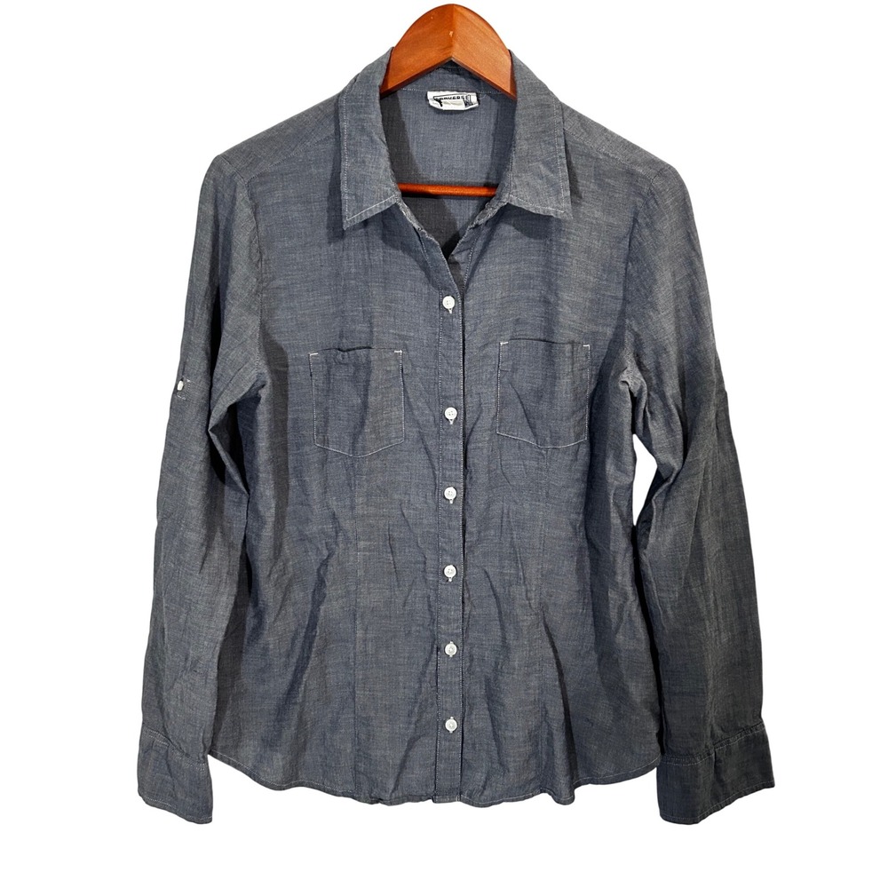 Converse Blue Button Down Women's Shirt Button Strap Long Sleeves Size Large